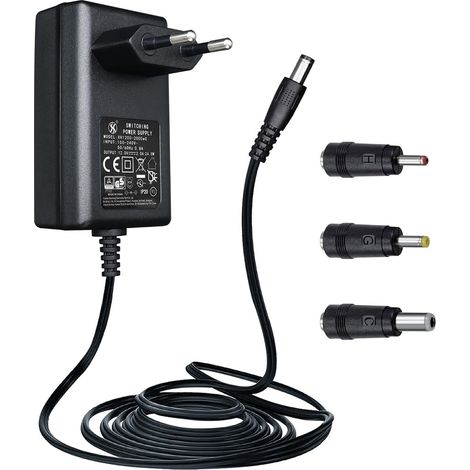 Adaptateur secteur 12 V 2 A avec 3 prises CC, convertisseur CA/CC 24 W 2000 mA 1500 mA 1000 mA, câble d'alimentation 1,8 m 20 AWG pour bande LED, routeur, haut-parleur et lampe de bureau (1/5)