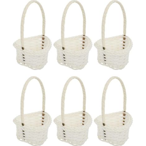 Ensemble de 6 paniers en rotin tressé : panier à fleurs, panier de mariage, mini panier en osier avec anse, panier à dispersion, p (1/5)