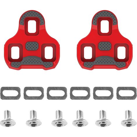 Cales de Vélo pour Look Keo Pédales Vélo Rouge 9° Chaussures Route, Cales de Pédales Compatibles 3 Trous, Antidérapante avec Mémoire Position, Kit Vis avec Rondelles et Clé Allen, Semelle en TPU