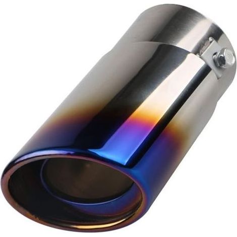 CSPARKV Embout d'échappement universel en acier inoxydable 3,8 cm - 5 cm - Pour voiture, ovale, tuyau d'échappement, tuyau d'échappement, tuyau d'échappement droit, modification, bleu brûlé