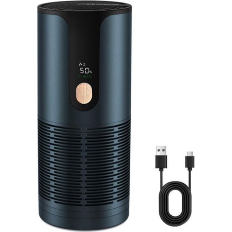 Mini car air purifier, quiet, portable, compact, cyan (1/5)