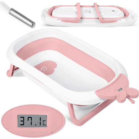 Babybadewanne mit Thermometer RK-282, weiß und rosa