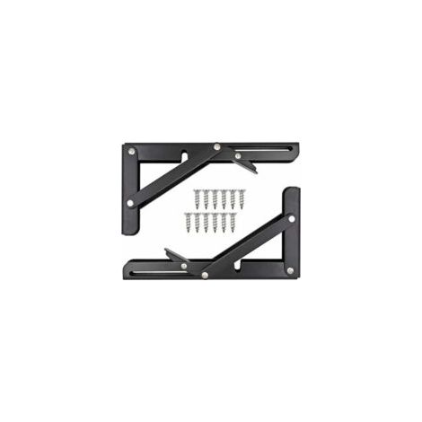Neige-Equerre Pliable Etagere,Tablette Murale Rabattable,Equerre Pliable Charge Lourde Consoles et Taquets pour éTagèRes Utilisé Pour éTabli, éTagèRe,8 Pouces - Crezuo