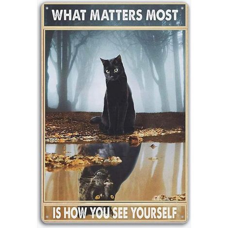 Plaque Étaine Métallique Rétro de Chat Noir, Décoration Murale de Style Vintage, Maison, Bar, Cuisine, Hôtel, Salle à Manger, Poster Métallique de Café 20x30 cm (1/5)