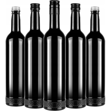 10 botellas de vidrio CRYSTAL de 500 ml, NEGRAS, ELEGANTES, para regalo de bebidas alcohólicas