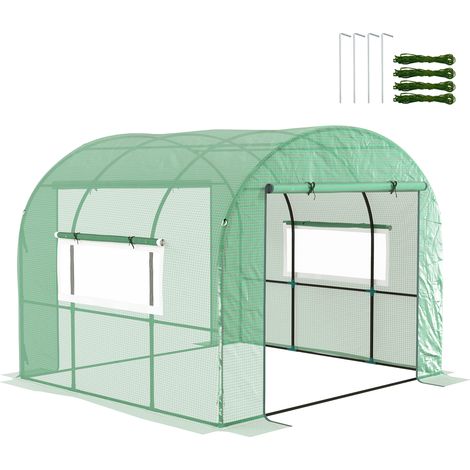 Outsunny 3 x 3 x 2m Polytunnel Greenhouse with Doors and Mesh Windows (1/5)
