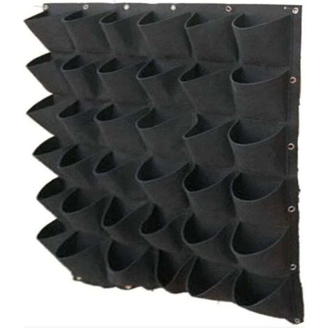 Bolsa para plantas de pared con 36 bolsillos - Macetero vertical - Macetero colgante de diseño - Jardín de pared verde para exteriores - Jardín de pared de fieltro suave, duradero y ecológico - Negro 