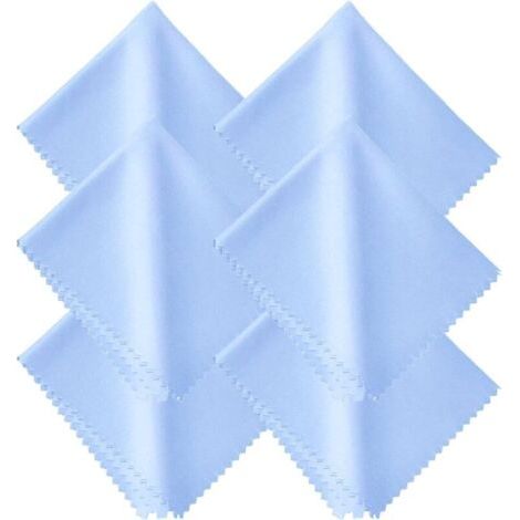 [6 Chiffons Microfibre] pour Lunettes et Écrans 15x18 cm Bleu Clair, Non Ouvré Garanti (1/4)