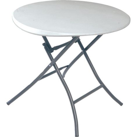Table Ronde Pliante Blanc Granite 108,9 x 83,8 x 3,8 cm 80423 (1/5)