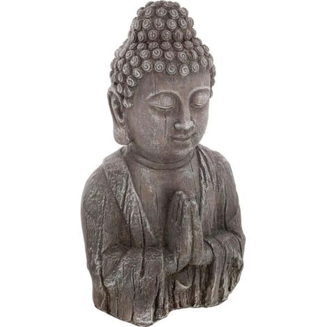 Statuette de Bouddha "Effet Bois" 49cm Gris (1/3)