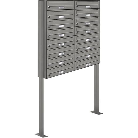 16er Premium Standbriefkasten RAL 9007 freistehend Postkasten Ständer 2x8 (1/5)