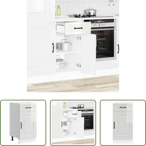 Holzwerkstoff - Küchenunterschrank Kalmar Hochglanz-Weiß Holzwerkstoff (1/5)