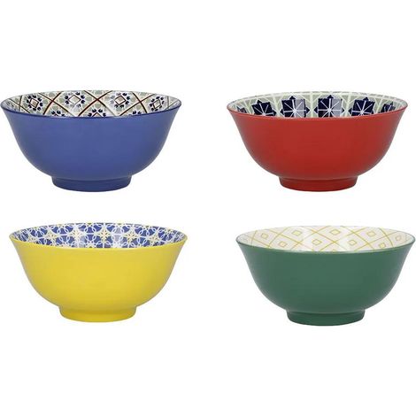 Set bols céramique craft bleu 15 cm 4 pièces