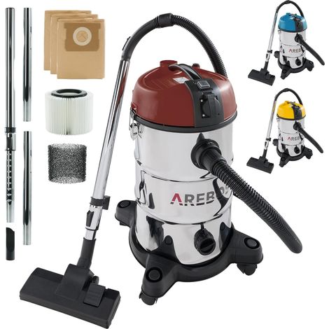 Arebos – Aspirateur industriel 1300W – Aspiration eau et poussière – Bac inox 30L – Pour chantiers humides et secs – Fonction souffleur intégrée (1/5)