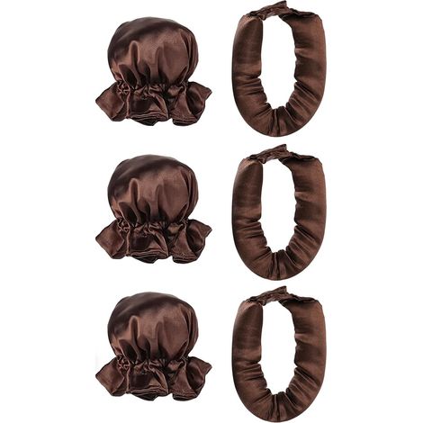 (6pcs) Bigoudis sans Chaleur, 3 Bigoudis+3 Mini Couvre-chef Curling Rods sans chaleur pour Soin Nocturne, Boucles Douces sans Chaleur pour Tous Types (1/4)
