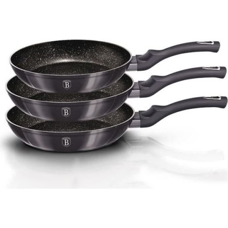 Poêle À Frire - Aluminium Forgé - Revêtement Antiadhésif En Marbre - Compatible Induction - 20 cm 24 cm 28 cm - Lot De 3 (1/4)