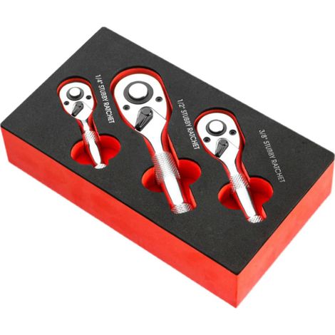 Jeu de clés à cliquet à poignée courte, avec clé à cliquet à dégagement rapide et clé à tête carrée à 72 dents (1/5)