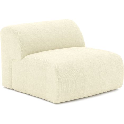 Fauteuil sans accoudoirs en velours côtelé crème MYRA (1/5)