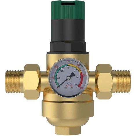 Reducteur de Pression eau,3/4 Pouces Reducteur de Pression, avec Manomètre,Réducteur de Pression D'eau, Laiton,Réducteur de Pression (1/5)
