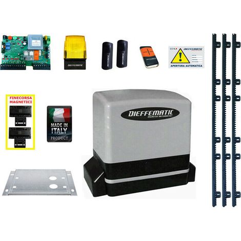 Kit Motore Automazione Cancello Scorrevole Automatico + 3mt Cremagliera 230v Dfm