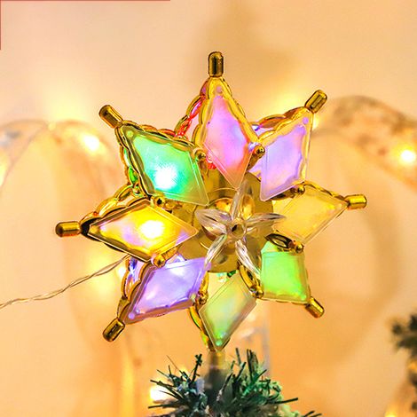 Cimier d'arbre de noël étoile de 20cm, cime d'arbre étoilée Double face éclairée, décorations de noël étoiles à 8 points avec lumières LED (1/5)