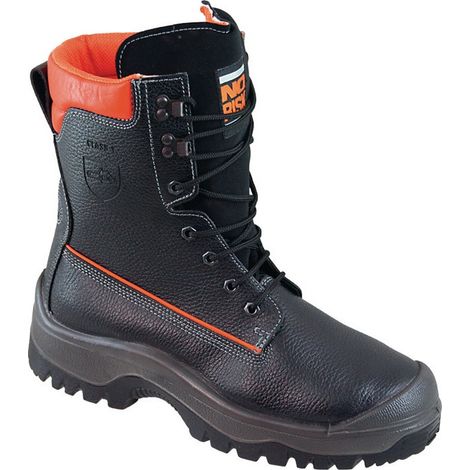 Botas de seguridad forestal NoRisk talla 47 cuero negro / naranja S3 SRC EN20345 / EN17249