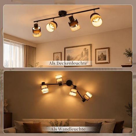 ZMH LED Plafonnier noir 4 LED E14 plafonnier rotatif rotation à 350° design rétro en métal convient aux couloirs salons et chambres (ampoules non incluses) (1/5)