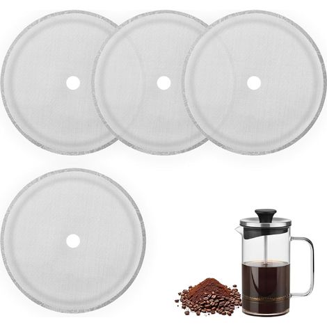 Filtres de Rechange Réutilisables pour Presse Française, 10cm Filtre de Presse à Café, filtre réutilisable en maille d'acier inoxydable pour machine à café French Press 1000 ml / 34 oz (1/5)