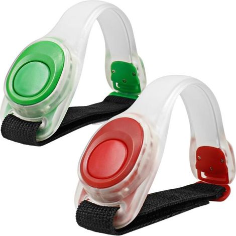 SABIR 2pcs/pack Bras léger lumineux LED, Silicone réfléchissant Running Gear, Bracelet LED Glow dans le Dark - bande de slap de sécurité pour le vélo Runing, jogging haute visibilité. (Vert et rouge) (1/5)