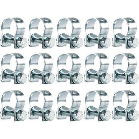 15 Pièces Collier de Serrage Métallique Inox 12-14mm Colliers Serrage Collier Durite Réglables pour Pince Collier Echappement Tuyau de Carburant (1/4)
