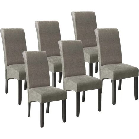 Lot de 6 Chaises de Salle à Manger gris aspect simili cuir avec pieds en bois résistants (1/5)