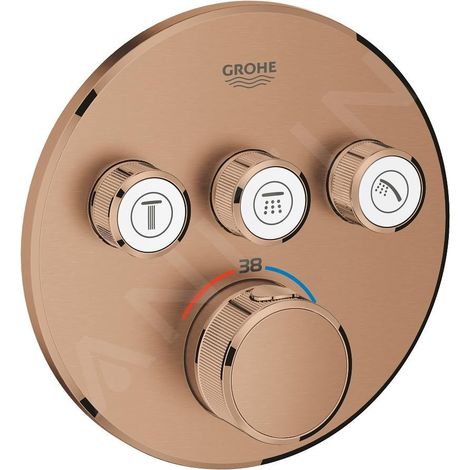 Mitigeur thermostatique encastré de douche 3 sorties – Finition Warm Sunset brossé – GROHE SmartControl avec réglage débit – Installation rapide (1/4)