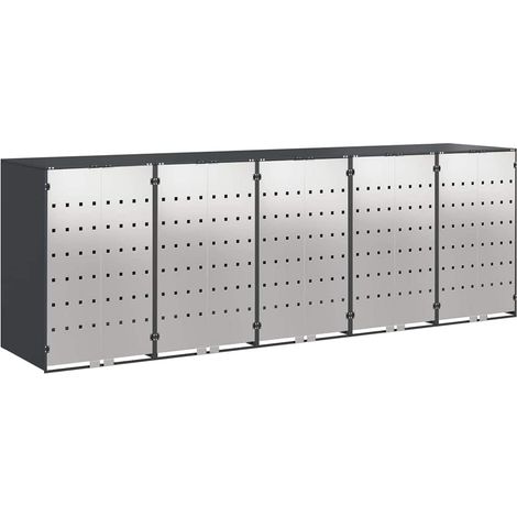 Wheelie Bin Storage for 5 Bins Anthracite 340 x 77.5 x 115.5 cm vidaXL