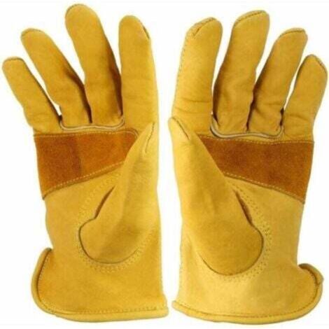 Filiyano-Gants de travail en cuir pleine fleur avec poignet, gants de jardin robustes pour les travaux agricoles, la moto, 21 x 17,5 x 2,3 cm (1/4)
