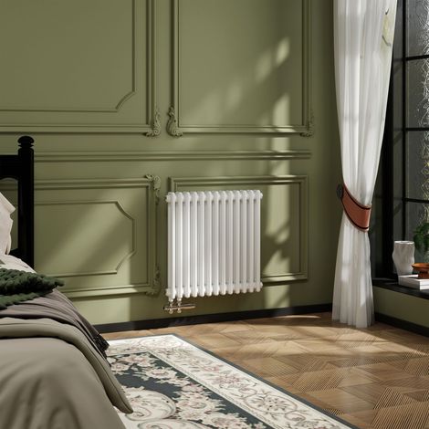 AICA Traditioneller 2-Säulen Heizkörper 600x605mm Weiß aus Stahl (1/5)