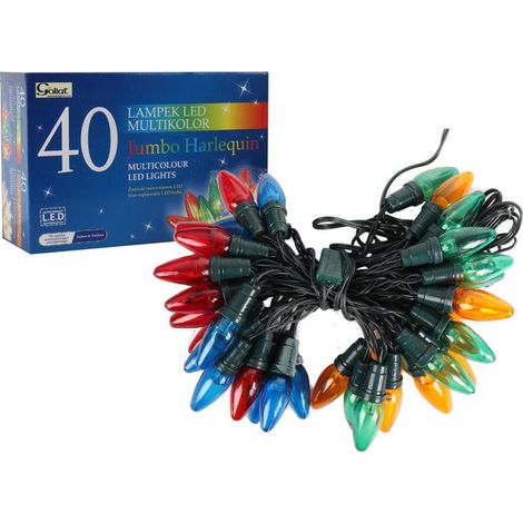 Luci natalizie giganti per albero di Natale, multicolore, a forma di candela, 40 pezzi, cavo verde, 8,9 m, 220V-240V per uso interno (1/5)