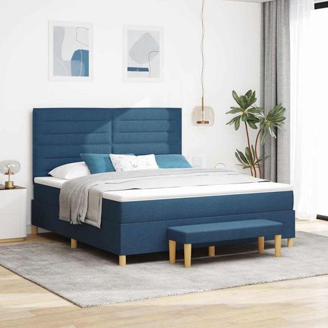 Boxspringbett mit Kopfteil Blau 200 x 180 cm Stoff (1/5)