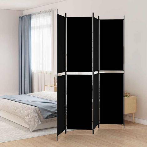 Cloison de séparation 4 panneaux - Paravent Séparation de pièces - Brise Vue Noir 200x220 cm Tissu Chic-441539 (1/5)