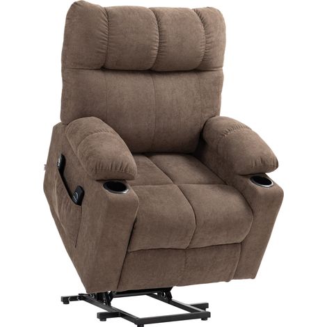 Sillón relax eléctrico con ayuda para levantarse HOMVRA, marrón, con masaje y calor (1/5)