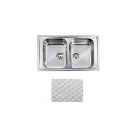 CM 010174.X2.01.2028 Lavello da Incasso 2 Vasche Reversibile in Acciaio Inox Microdecoro Sopratop (86x50 cm) colore Inox Antigraffio (1/5)