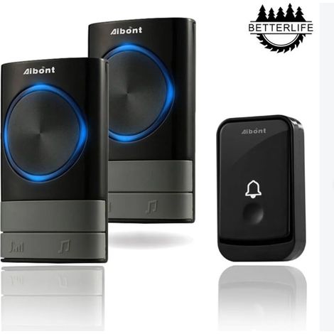 Sonnettes sans Fil, 45 Mélodies 5-Niveaux Volum et, IP55 Étanche Carillon sans Fil, Kit de Carillon avec 300 Mètres, LED Flash, 2Récepteur Enfichables (1/5)