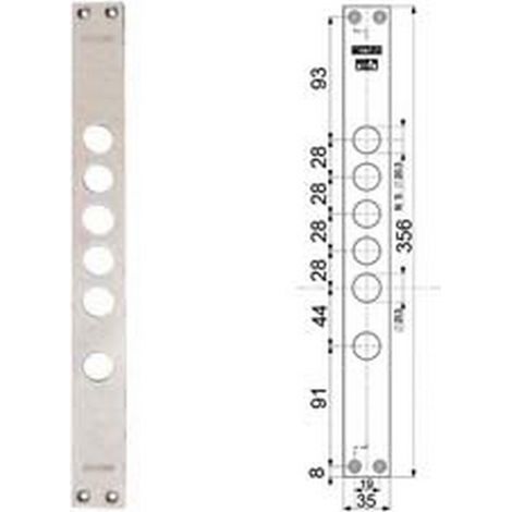 1PZ CONTROPIASTRE SERRATURE PORTE BLINDATE 94275 interasse mm28, mm35x356x3
