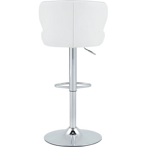 CHICFURN 2 taburetes de bar blancos con respaldo, regulables de 85 a 110 cm, giratorios 360° (1/5)