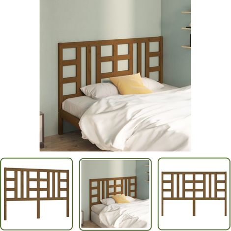The Living Store Tête de lit Marron miel 146x4x100 cm Bois massif de pin - Tête De Lit - Meuble De Chambre - Tête De Lit En Bois - Décoration Chambre - Mobilier Moderne (1/5)