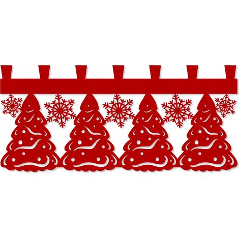 Envy Snowy Christmas Syrup, Gardine, Weihnachts-Patki 90x38 rot