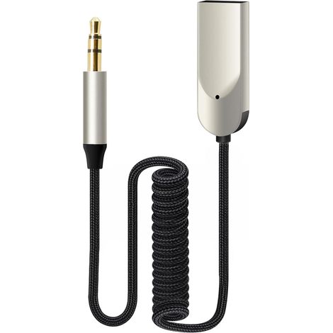 Bluetooth 5.4 Aux-Adapter mit 80 cm langem, geflochtenem Kabel, kabelloses Musikstreaming und Freisprechfunktion für Autos, Heimstereoanlagen, Lautsprecher, Verstärker und Audiosysteme (1/5)