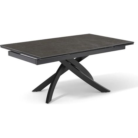 Table extensible 180 à 260 cm céramique gris anthracite pied entrecroisé - UTAH 11 (1/5)