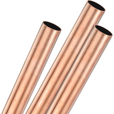 3 Piece Straight Copper Tube, 11mm OD x 250mm Length 0.5mm Thick T2 Copper Rod Round Bar for Construction, Machining, DIY, Handmade Projects, Model (1/5)