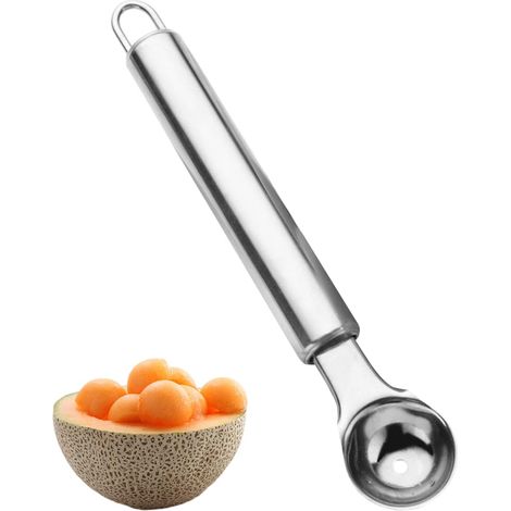 Lntyq CuillèRe à Melon, CuillèRe à Glace, CuillèRe à Boules, Cuillère à melon inox, Cuillère de boule de fruits de cuisine, 18 x 3.1 cm CuillèRe Parisienne Pour Fruits Et LéGumes(Argent)