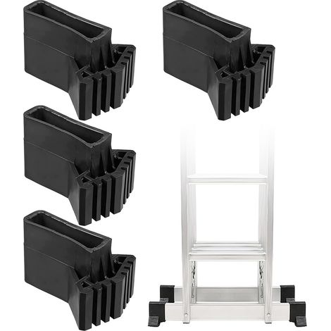 4 Pieces Ladder Pad, Universal Step Ladder Pad, Rubber Foot, Step Ladder, for Stairs Anti-slip Rubber Coatings (Black) (1/4)